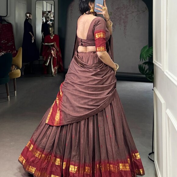 CHANDERI COTTON LEHENGA CHOLI - Picture 11 of 15